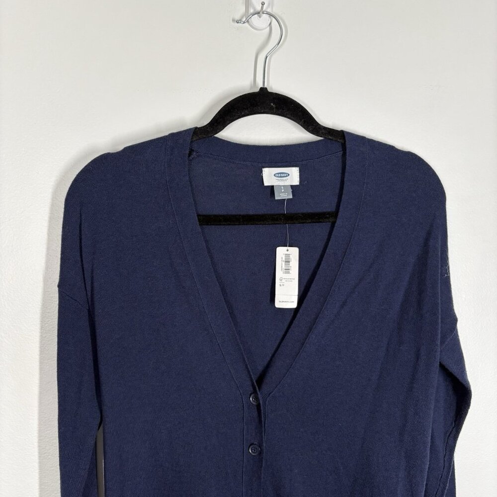 Old Navy Women S Navy Blue Lightweight V-Neck Button Up Boyfriend Cardigan NWT - Picture 5 of 9